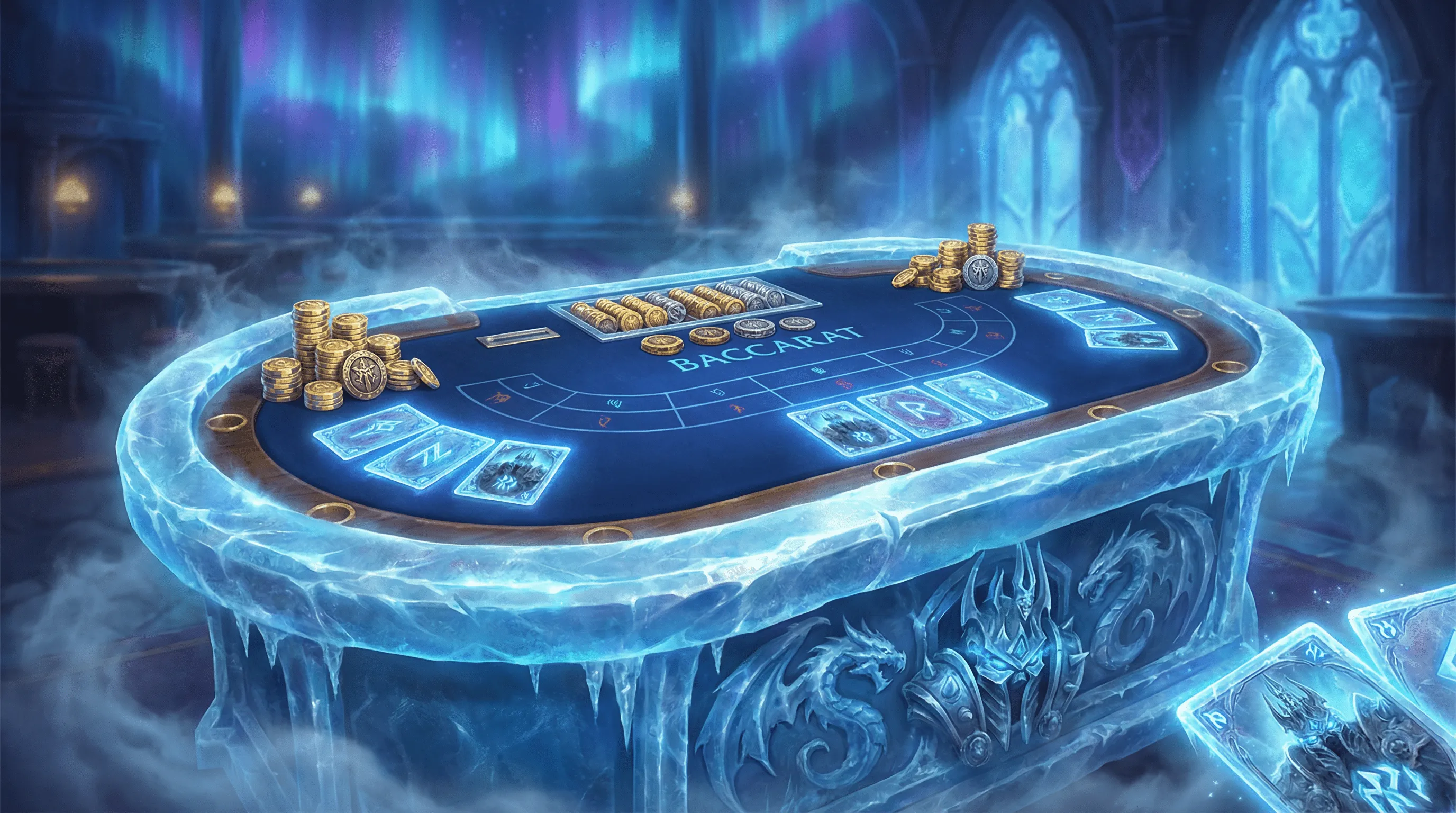 Mesa de Bacará luxuosa com cristais de gelo no mgmbet casino